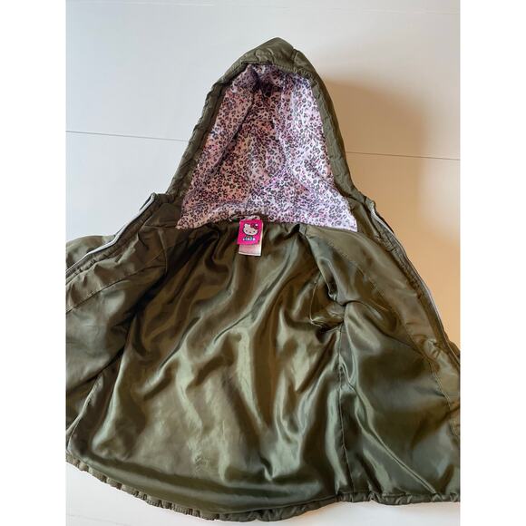 Hello Kitty by Sanrio Toddler Puffer Jacket Hooded Bling Size 2T Girls Green EUC - Picture 8 of 13